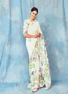 MG 137 Plain Linen Digital Printed Designer Saree Wholesalers In Delhi